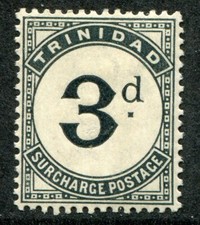 Trinidad & Tobago 1885 postage due 3d SG D.4 hinged mint (cat. £60)