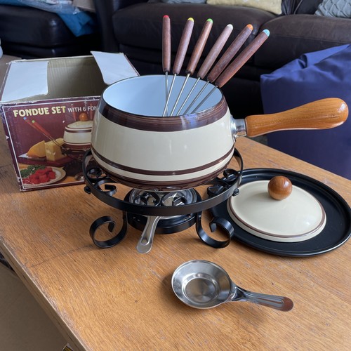 Vintage retro fondue set - vintage,