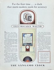 Sangamo Electric Co Ad 1927 Springfield, IL, Electrically Wound Clock