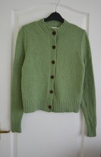 Toast Neat Wool Cardigan Size Medium Green Long Sleeve Crew Neck Knit Sweater
