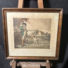 ANTIQUE FRAMED & GLAZED COLOURED PRINT "PARTRIDGE SHOOTING" DATED 1789 (5)