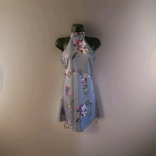Navy red floral high neck - navy,
