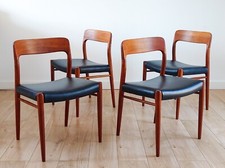 Mid Century Retro Leather Danish Dining Chairs By Niels O. Moller No 75