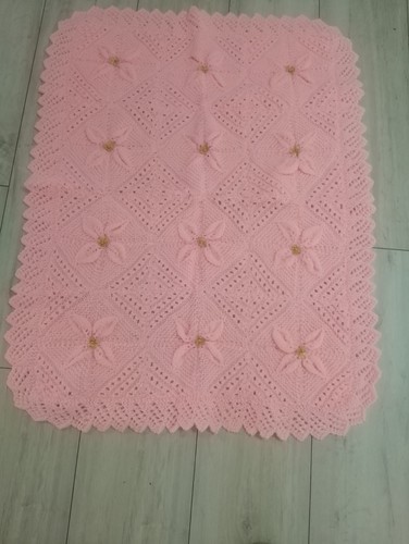 Hand knitted pink white baby - pink,