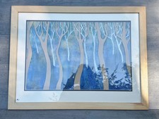 VINTAGE K F CLEVERLEY BLUEBELL WOOD FANTASY MIXED MEDIA FRAMED ART PAINTING