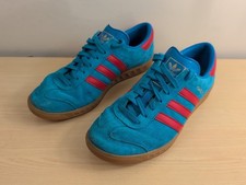 Adidas Originals Hamburg UK 9 Solar Blue Red Gum Casual Retro Classic Suede.