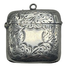 Floral engraved silver vesta - floral,