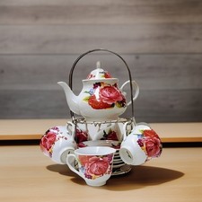 White Rose Ceramic Tea Set
