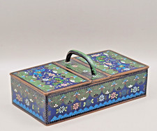 Japanese Cloisonne Enamel Box with Twin Hinged Lids Meiji Period