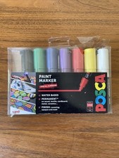 Uni Posca Paint Markers Pens 8mm Broad Chisel Standard Colours PC-8K (Set of 7)