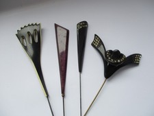 Art Deco hatpins x 3 & hat flash - hat pins plastic/Celluloid