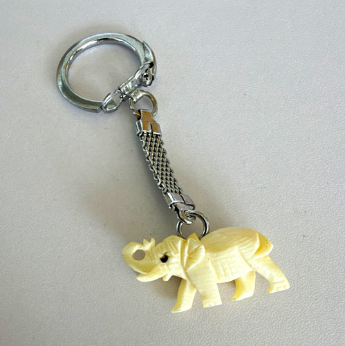 Ivory elephant charm keyring - elephant,