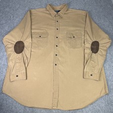 Polo Ralph Lauren Shirt Mens 3XLT Beige Safari Utility Military Elbow Patches