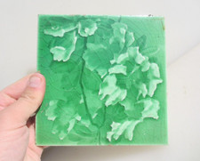 Antique Ceramic Tile Vintage Floral Art Nouveau Flowers Old Leaf Edwardian