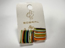 Jackie Brazil "Liquorice" Mix Colours Small Square Resin Earrings ( E0074 )