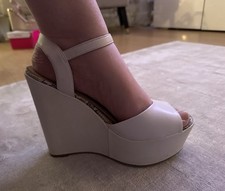 Stunning White Leather River Island Women's Summer Wedges New Sold Out Rare £50