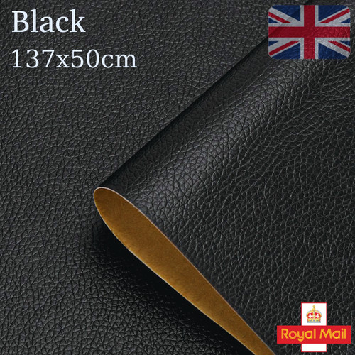 Black leather sticky back - leather,
