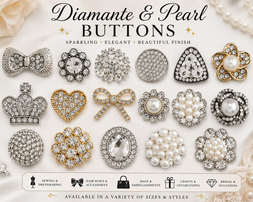 Diamante pearl buttons - buttons, –