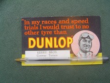 VINTAGE 1930s MALCOLM CAMPBELL DUNLOP ADVERTISING Ink blotter card AUTOMOBILIA