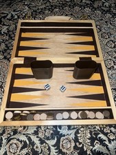 **New**Backgammon Set Folds Into Wooden Travel Case