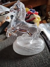 Cristal D'Arque Rearing Horse Paperweight Lead Crystal Glass Figurine Ornament