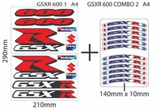 SUZUKI GSXR 600  Manufacturer Logos & Wheel Rim Stickers Decals Kit Pack