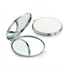 Double Sided Folding Mirror Silver Metal Small Compact Portable Handbag Makeup