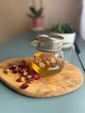 AddAcsaCI Glass Teapot With Strainer Lid perfect for 2 cups, Tea Pot Round.