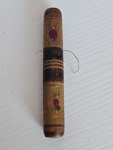Antique treen needle case - antique,