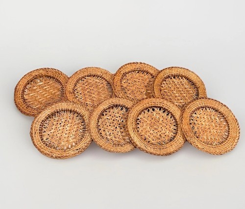 Vintage mcm boho woven rattan - boho,