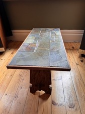 Stunning Mid 20th century Oak & Chinese Rust Slate Top Coffee Table