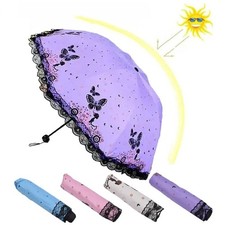 Ladies Lace Umbrella Rain Sun