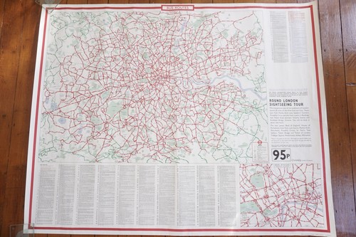 1974 original bus route map - bus,