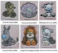 Snake, Pearl, Cow, Rhino, Stoat, Orangutan- Embroidered Cotton Bath/Hand Towel