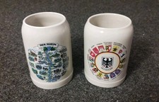 Pair Vintage Gerz German Mug Steins Deutschland Coat Of Arms And Der Rhein 0.5L