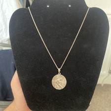 Sterling Silver St Christopher Necklace And Pendant Vintage - 10.9g - 20” - 925