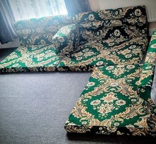 Arabic Majlis Sofa Seating- Green Mix - 3 Seater With 1 Arm Rest- Used -RRP £500