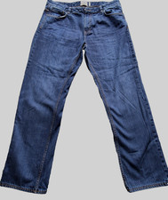 Mantaray Jeans Mens W38R L31 Blue Zip Fly Straight Cotton Denim 8" Hem