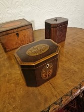 A Regency Octagon Partridge Wood And Parquetry Tea Caddy