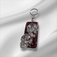 Double Skull Resin Keyring Pendant Comes With Black Wax Chain Made In The UK