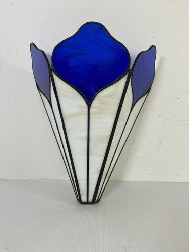 Stained glass blue white wall - glass,