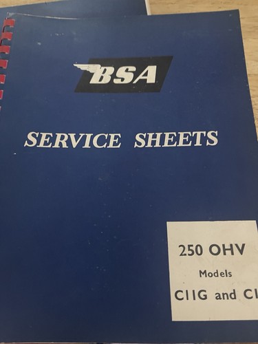 Bsa service sheets 250 ohv - service,