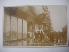 Fire at Mastins , Hastings , 1904 - vintage sepia real photograph