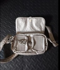 Kipling Medium Crossbody Bag Metallic Silver with Ape the Kippling Monkey Design