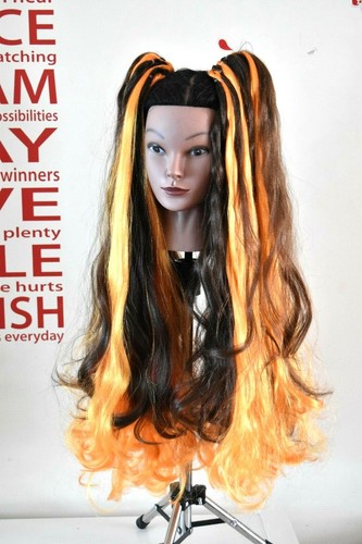 Orange brown synthetic hair - orange, &