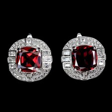 Silver earrings garnet genuine - garnet,
