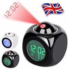 Digital LED Projection LCD Voice Talking Alarm Clock Time Temperature Projector