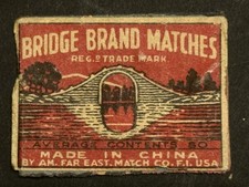old match box top - chinese red top  BRIDGE BRAND MATCHES