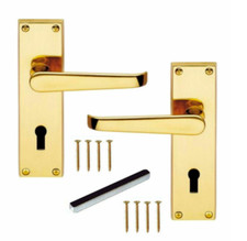 Door handles lock brass finish - handles,
