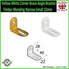 Yellow White Corner Brace Angle Bracket Timber Mending Narrow Small 22mm